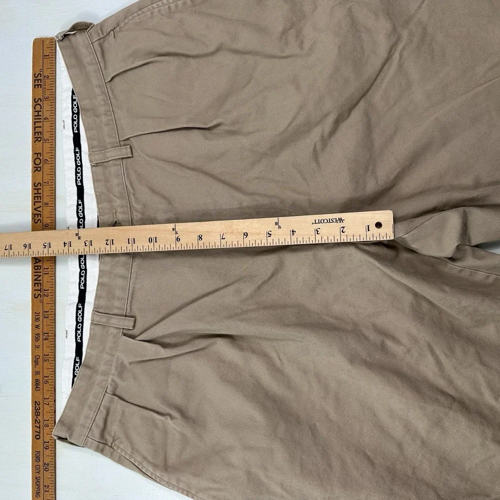 VTG Y2K Polo Golf Ralph Lauren Pleated Baggy Pants Men Actual 37x32 Khaki Chino‎